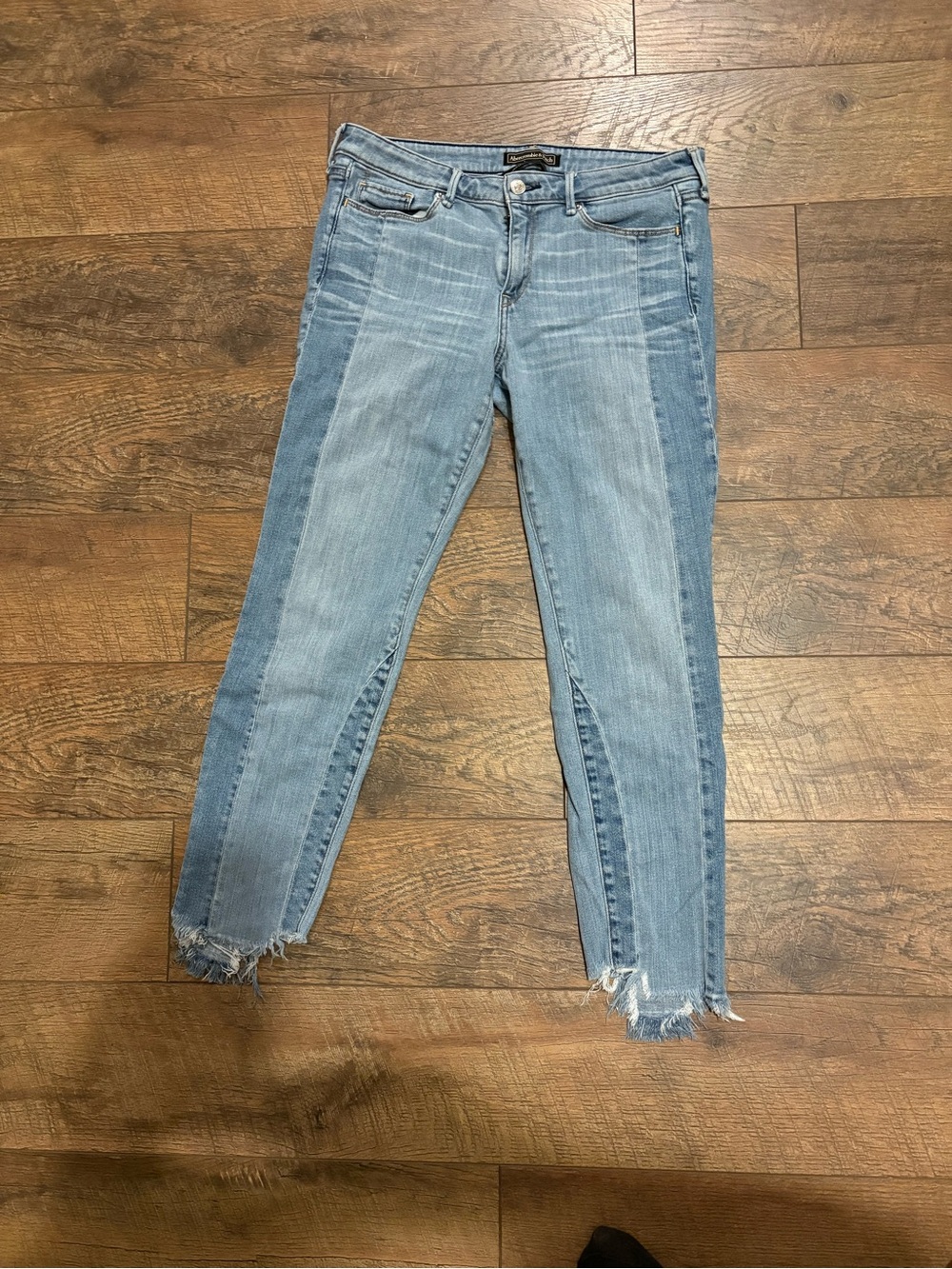Abercrombie & Fitch Light and Medium Blue Two-Tone Ankle Jeans
